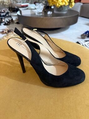 INC International Concepts Black Suede Slingback Heels